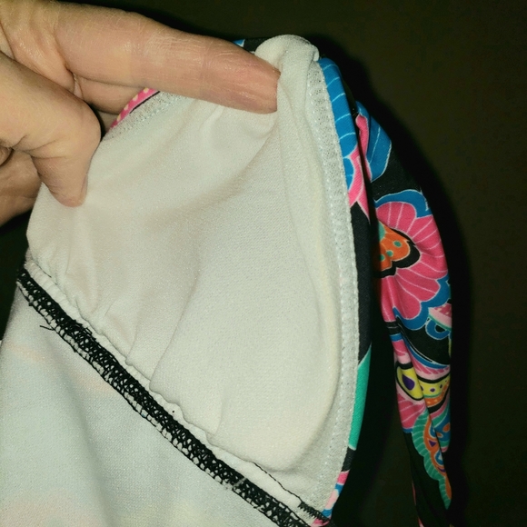 CANDIE'S Bright Neon Colorful Rainbow Floral Butterfly Halter Tankini Top Sz XS - Picture 11 of 16